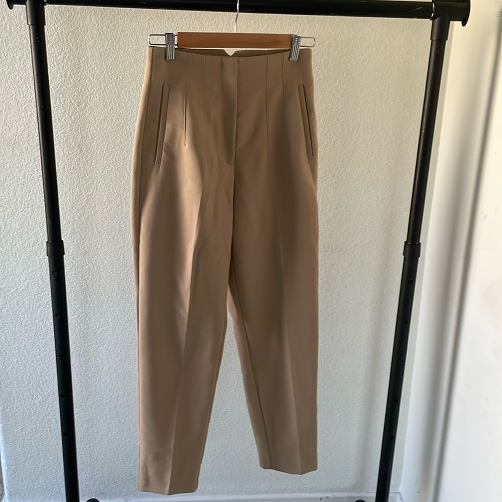 ZARA HIGH WAIST BEIGE TROUSERS SZ S